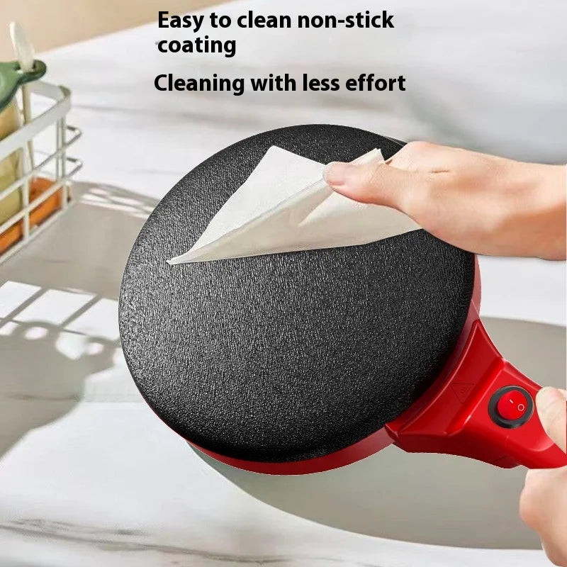 Pro Non-Stick Electric Crepe Maker Pan with Auto Thermostat, Perfect Even Heat & Dipping Plate