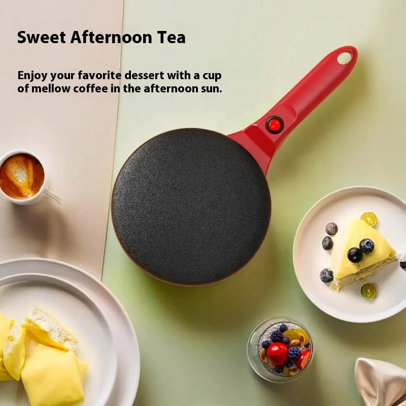 Pro Non-Stick Electric Crepe Maker Pan with Auto Thermostat, Perfect Even Heat & Dipping Plate